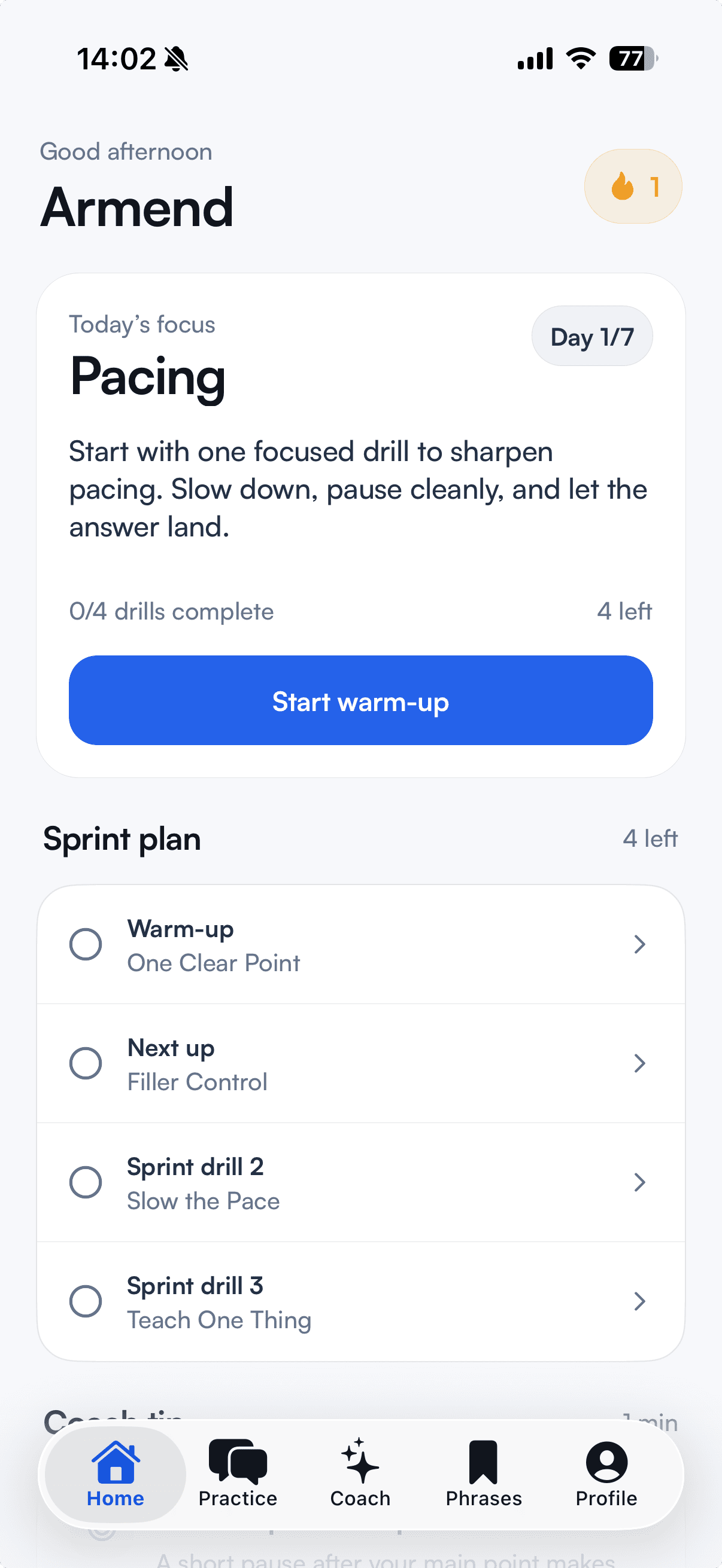 Speaksure daily speaking plan
